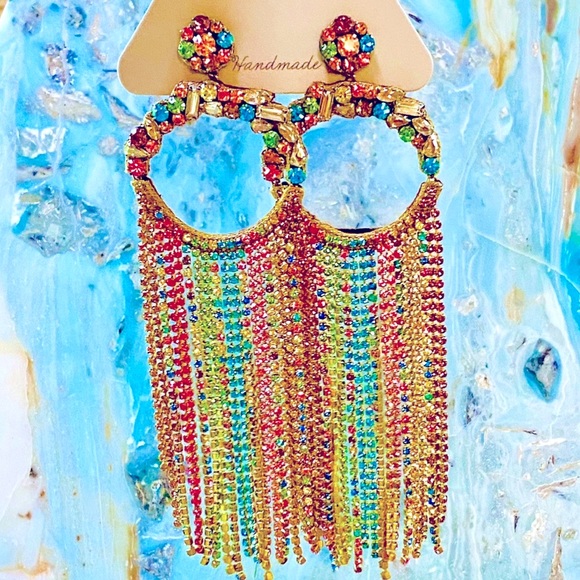 Deepa Gurnani Jewelry - NWT Deepa Gurnani Beaded Rainbow Chandeliers